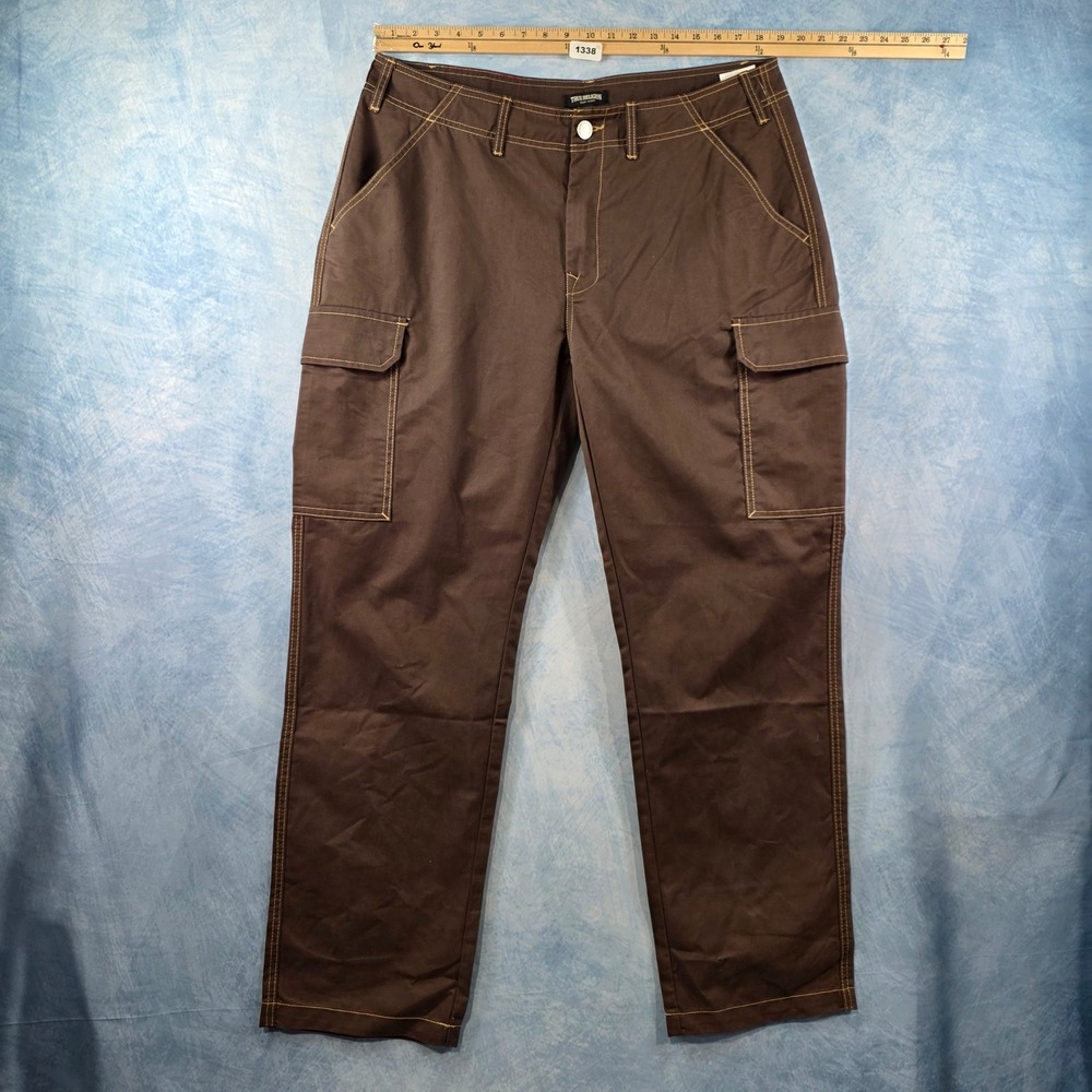 True Religion Mens‎ Bracken Cargo SN Pant EMB Brown Horseshoe Size 36 NWT